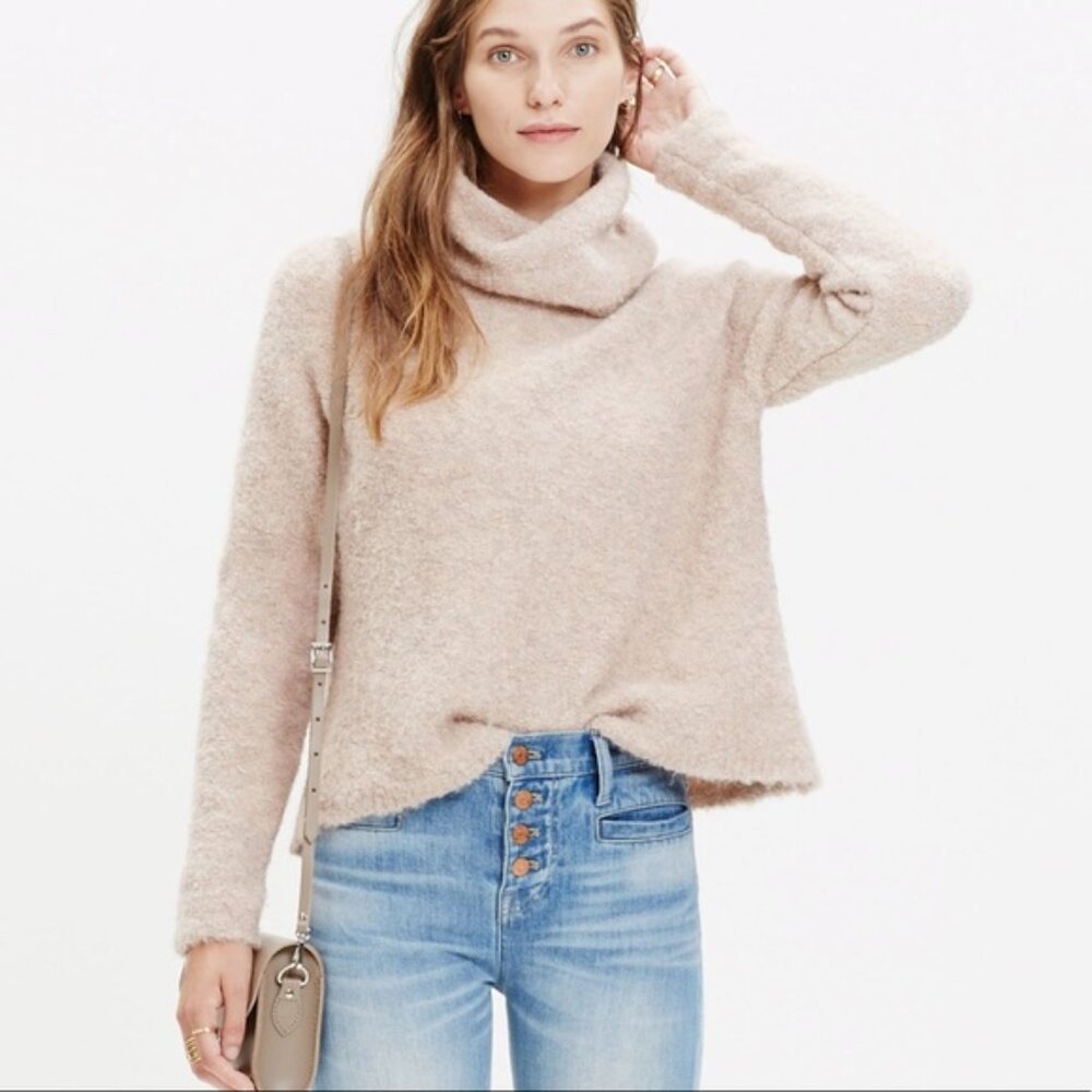 Madewell Roundtrip Fuzzy Soft Turtleneck Pink‎ Sweater Small Wool Alpaca